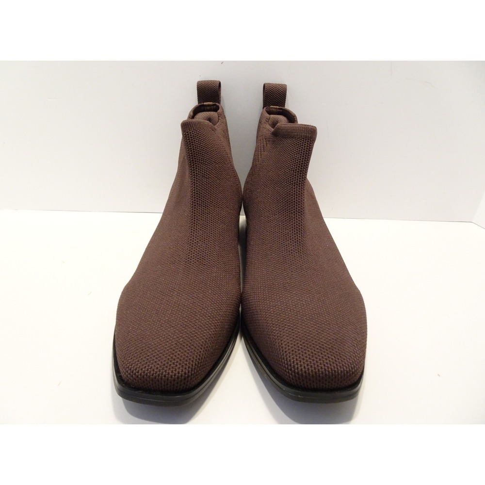 Vivaia Brown Knit Square Toe Ankle Boots RPET Sustainable Low Block Heel 37.5